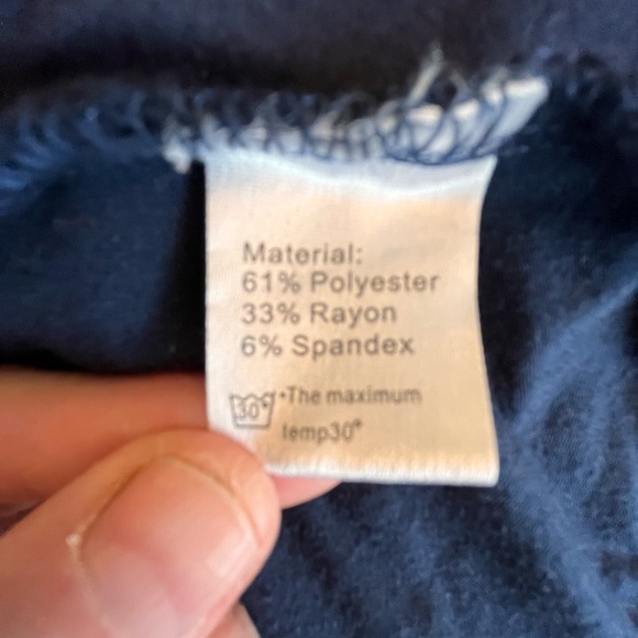 Navy Blue Women's Top with Button Detail - Picture 8 of 9